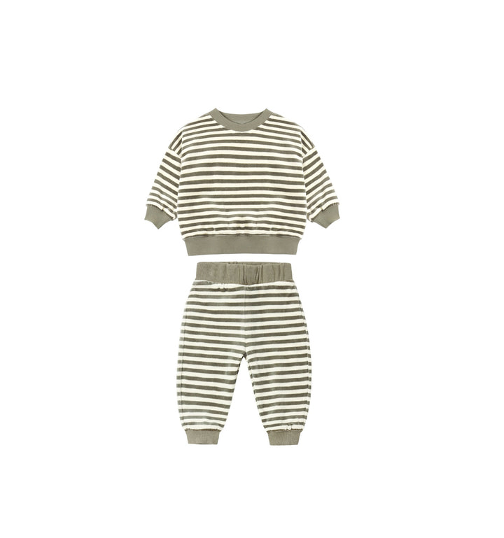 Quincy Mae Spruce Striped Velour Relaxed Set