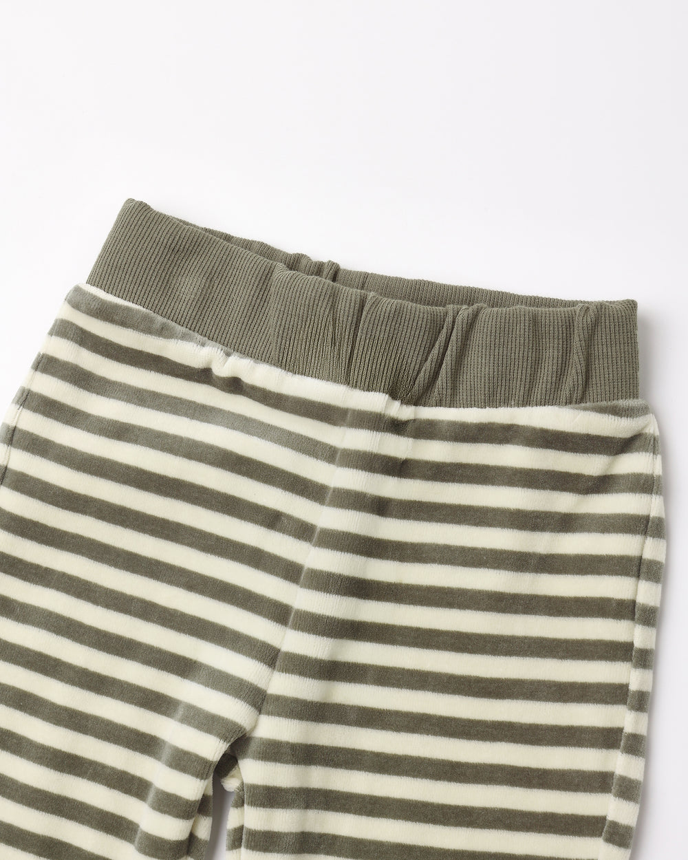 Quincy Mae Spruce Striped Velour Relaxed pant detail
