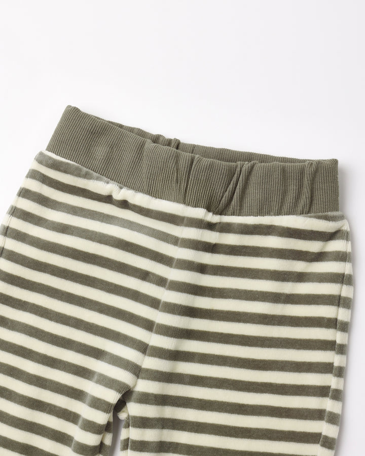 Quincy Mae Spruce Striped Velour Relaxed pant detail