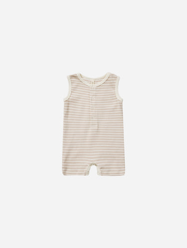 Quincy Mae Oat Stripe Henley Romper