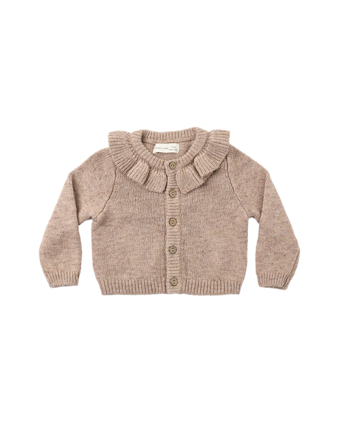 Quincy Heathered Almond Ruffle Cardigan