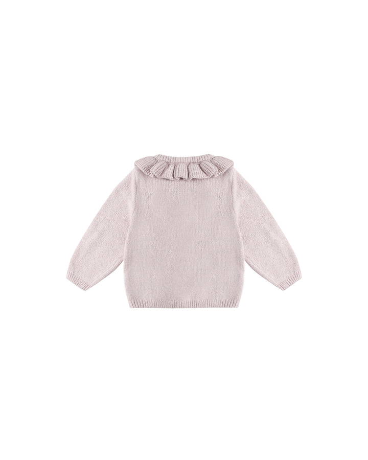Quincy Mae Lilac Ruffle Collar Cardigan back