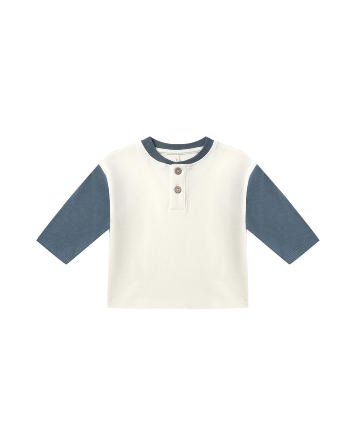 Quincy Mae Ocean Henley Tee