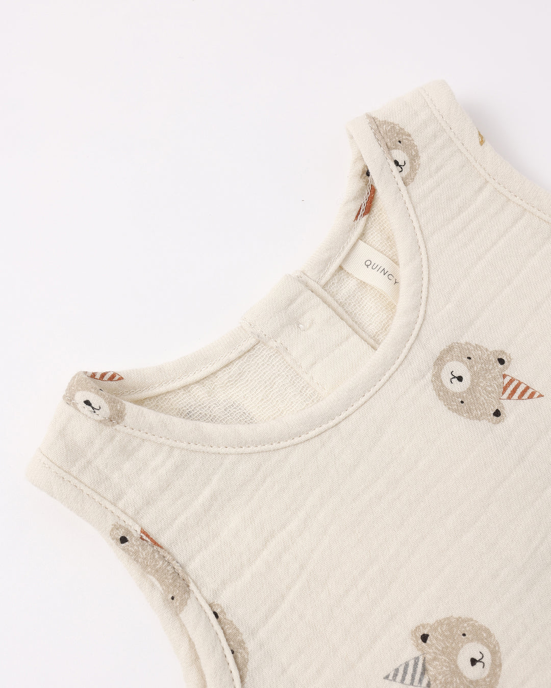 Quincy Mae Party Bears Tank Set detail top