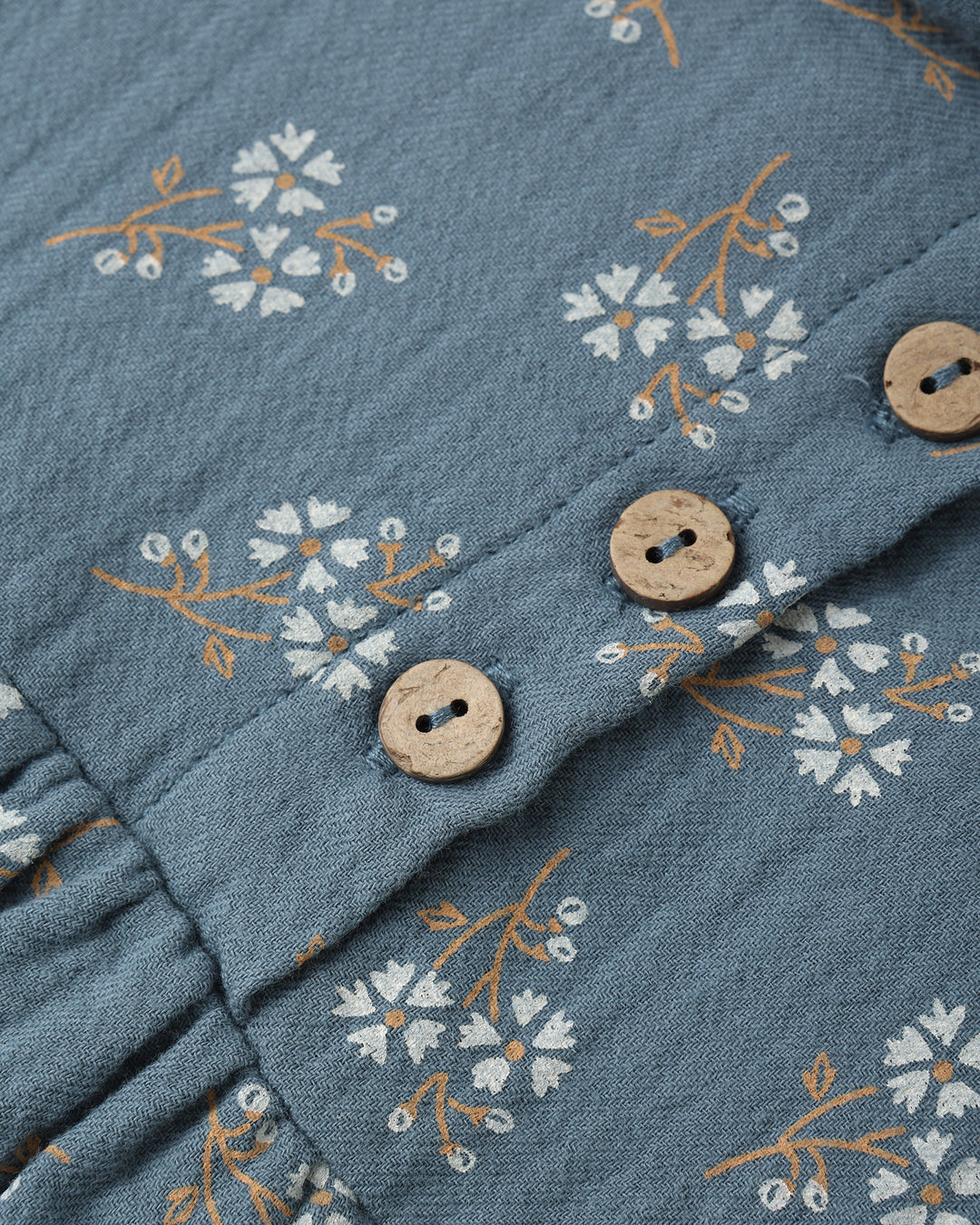 Quincy Mae Blue Floral Isla Dress detail