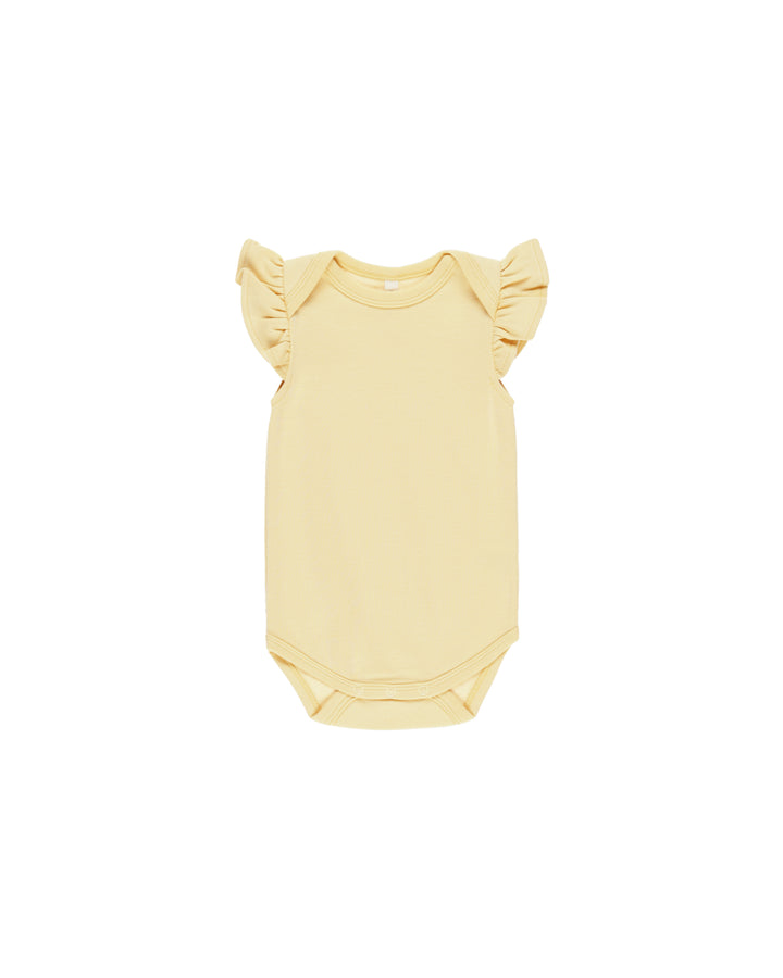 Quincy Mae Flutter Sleeve Bodysuit in Yellow