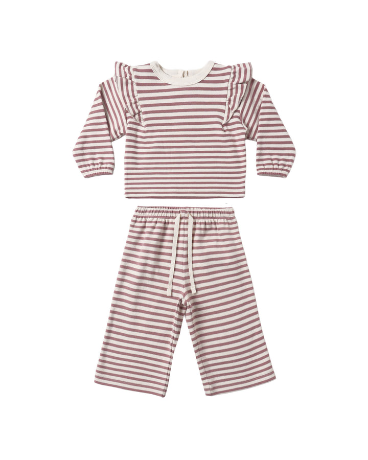 Quincy Mae Mulberry Stripe Cozy Baby Set