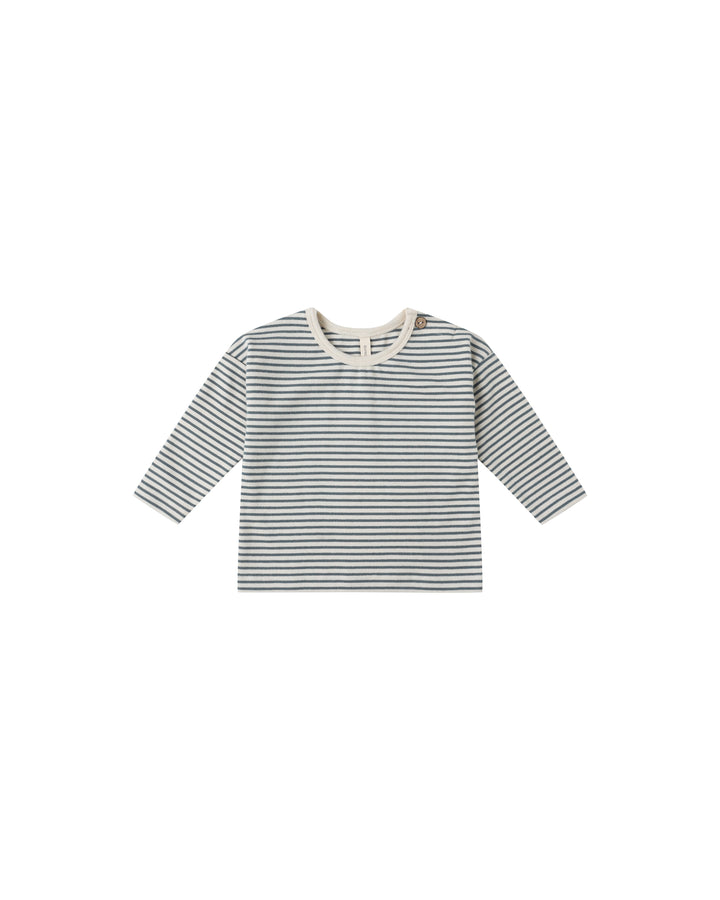 Quincy Mae Ocean Microstripe Tee