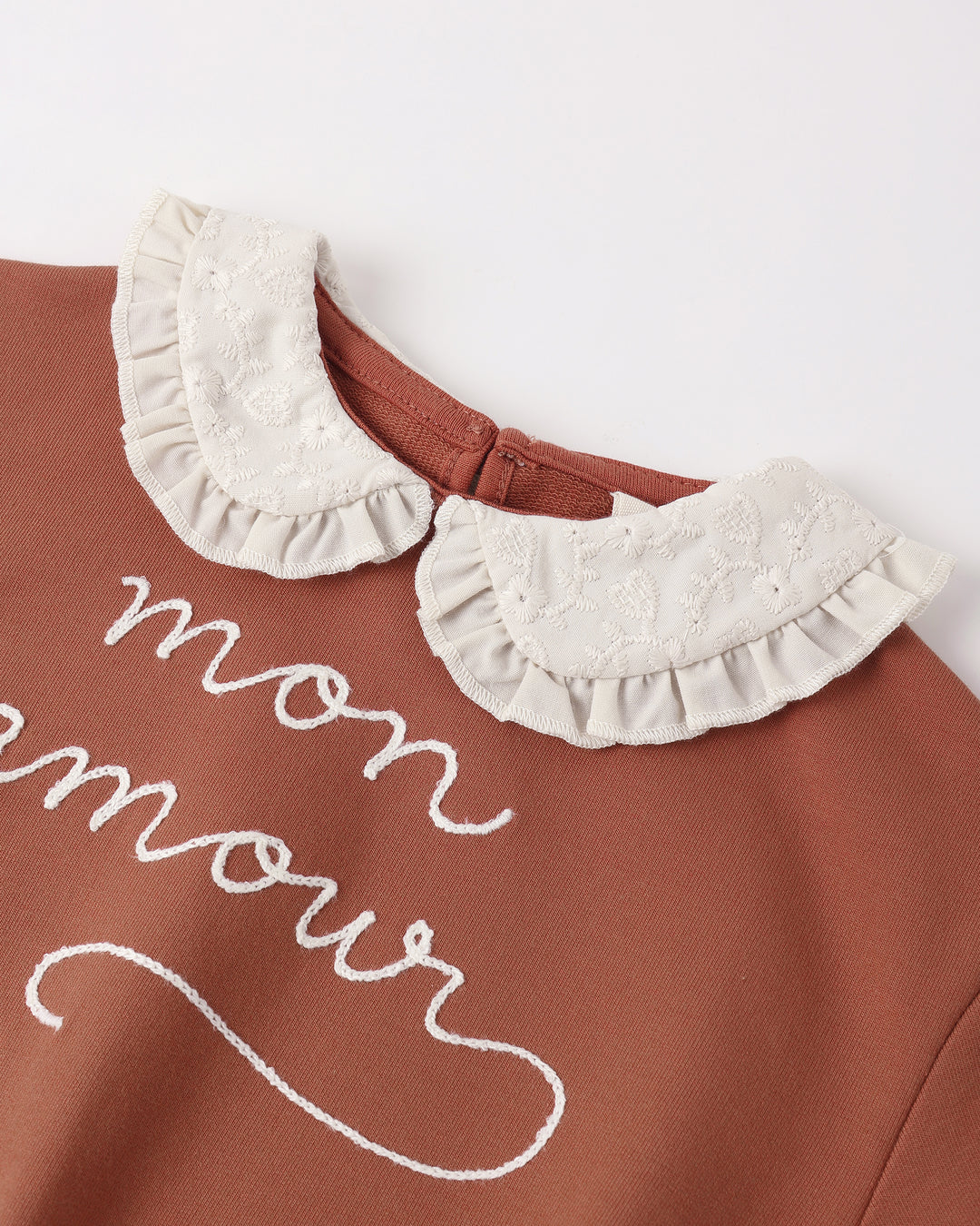 Quincy Mae Mon Amour Collared Sweatshirt detail