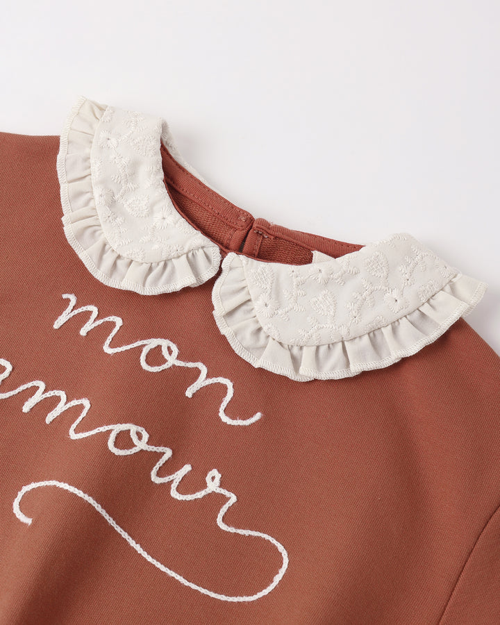 Quincy Mae Mon Amour Collared Sweatshirt detail