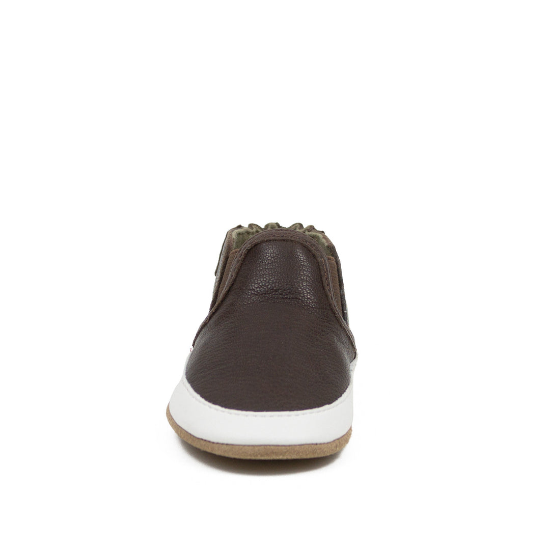 Robeez Liam Chocolate Leather Soft Soles front