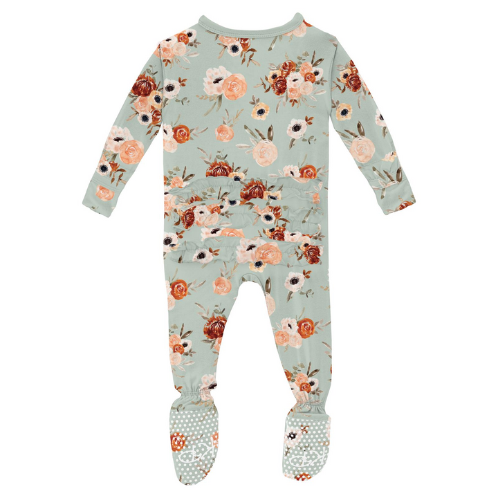 Kickee Pants Fall Floral Ruffle Footie back