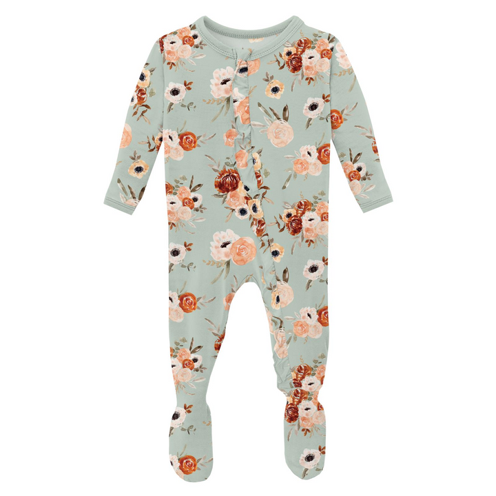 Kickee Pants Fall Floral Ruffle Footie