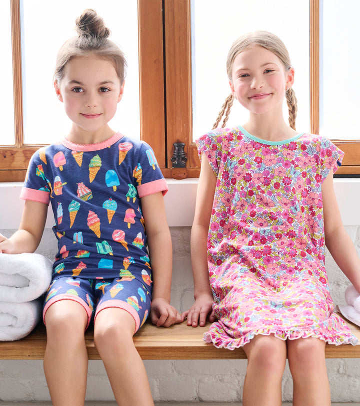 Hatley Groovy Flowers Nightgown Ice Cream Pajamas