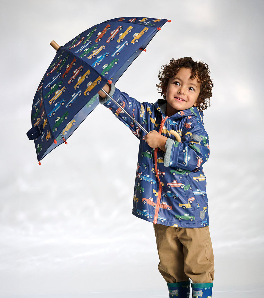 Hatley Trucks Rain jacket model open