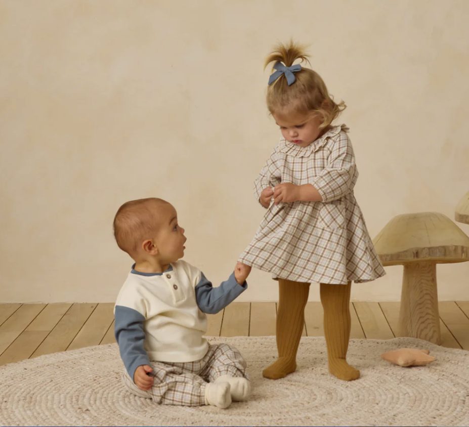Quincy Mae Ocean Henley Tee model