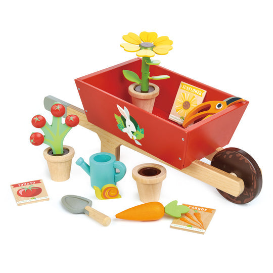 Tender Leaf Toys Garden Wheelbarrow Set pieces