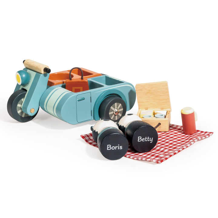 Tender Leaf Toys Badger Picnic Motorbike Ride names