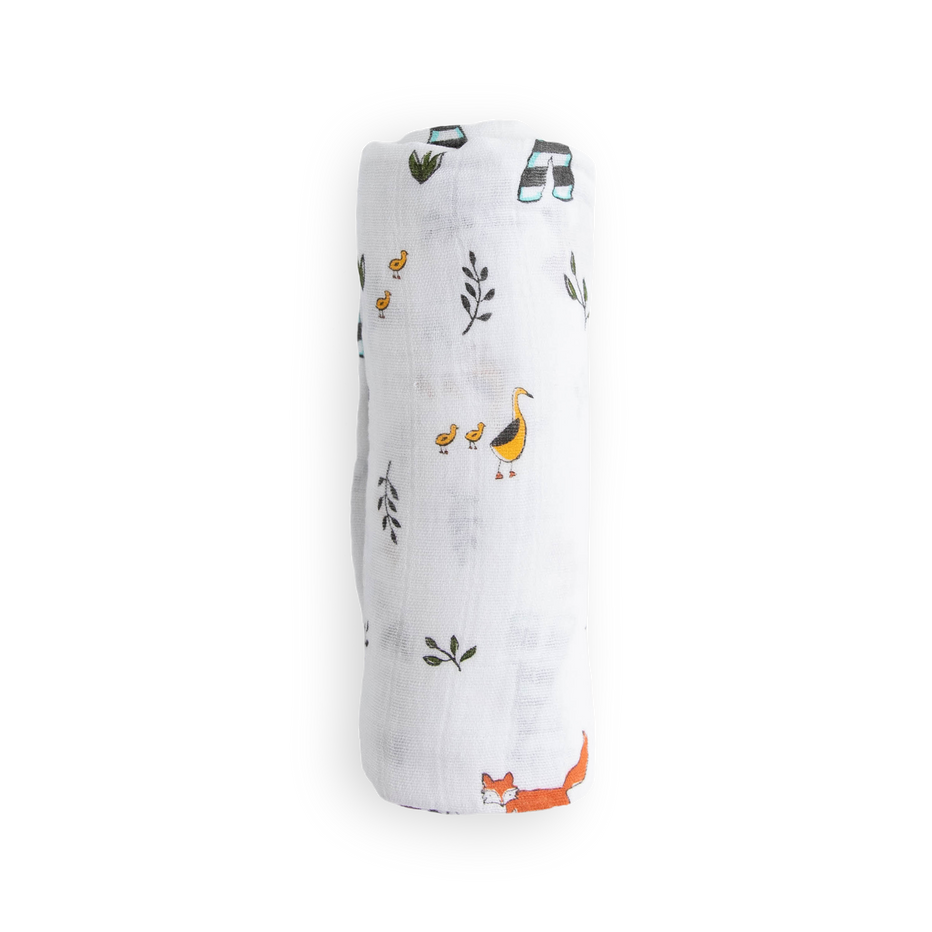 Little Unicorn Forest Friends Swaddle rolled