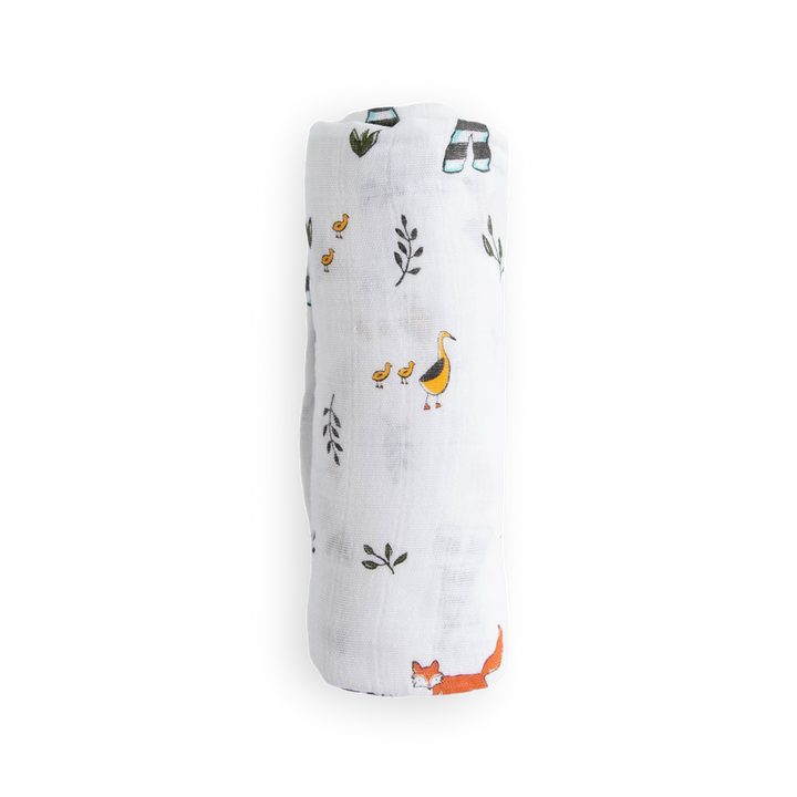 Little Unicorn Forest Friends Swaddle rolled