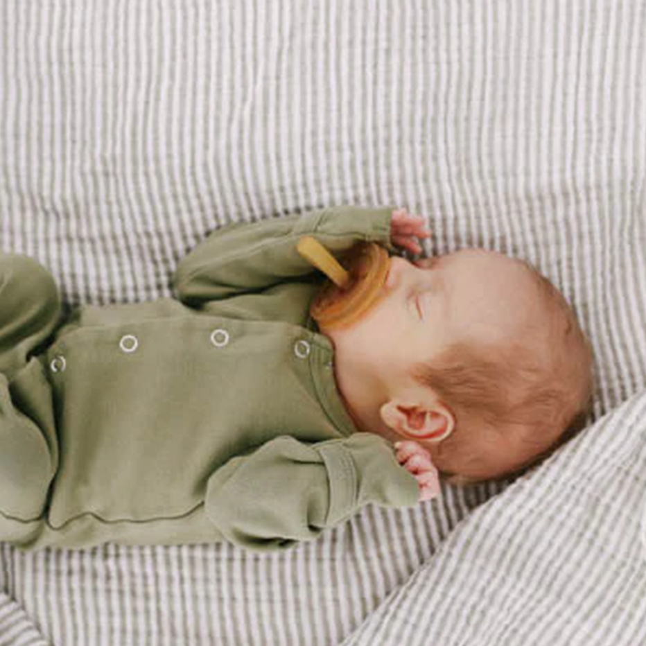 Little Unicorn Gray Stripe Swaddle baby