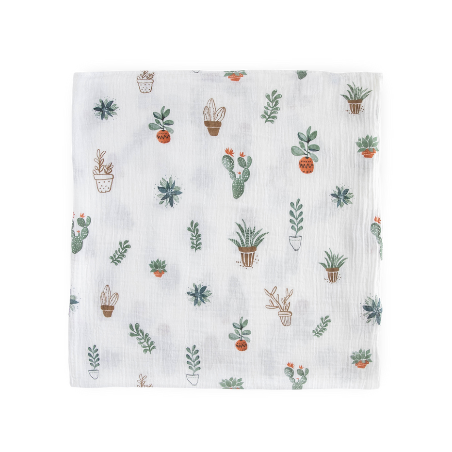 Little Unicorn Prickle Pots Swaddle flat