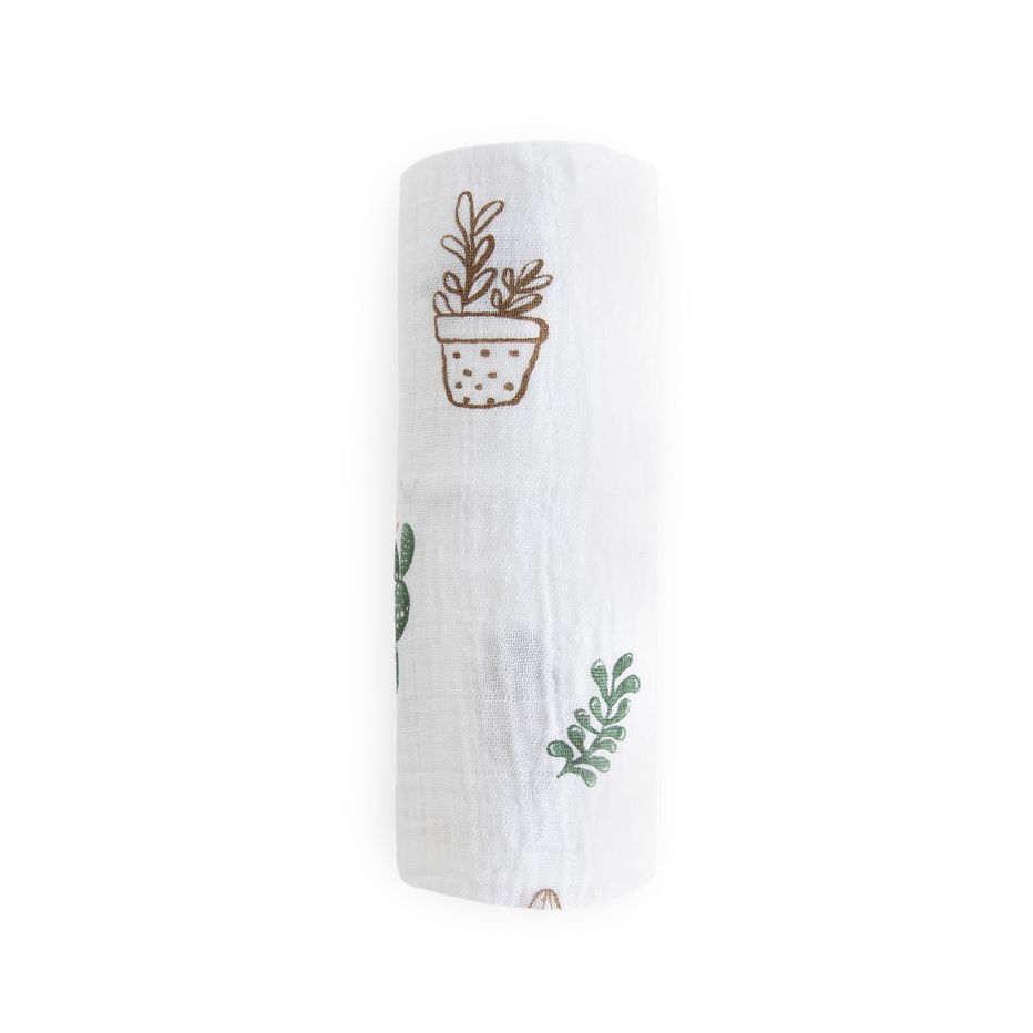 Little Unicorn Prickle Pots Swaddle rolled