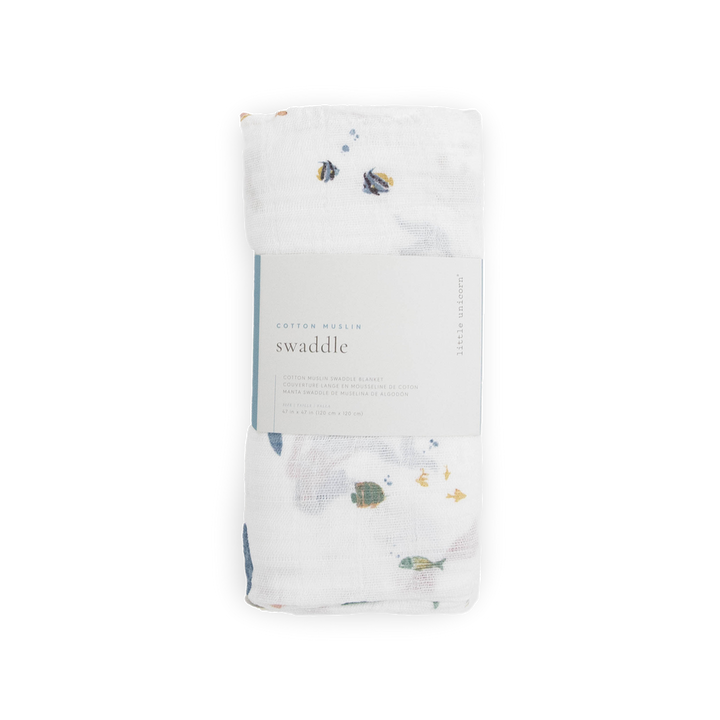 Little Unicorn Mermaids Swaddle rolled