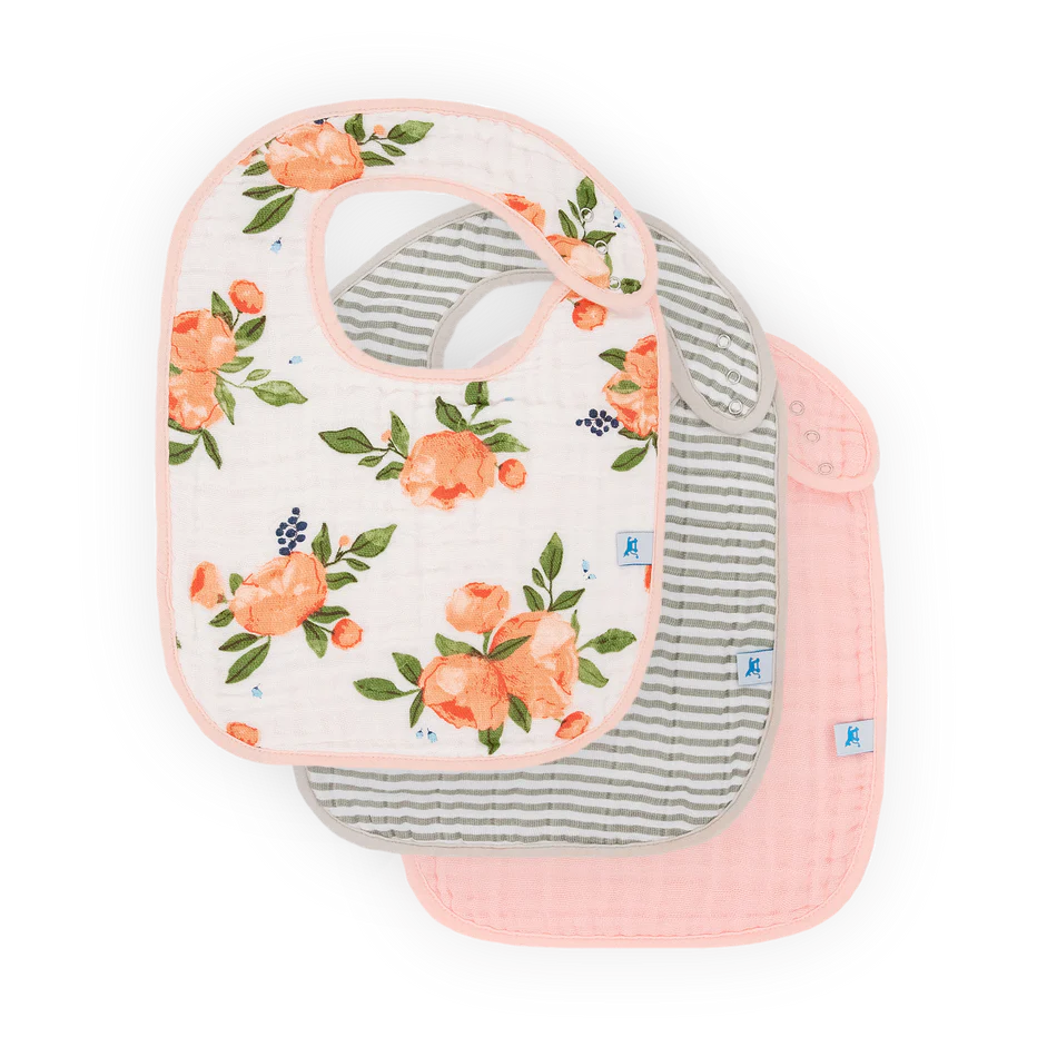 Little Unicorn Watercolor Rose Bib 3 Pack