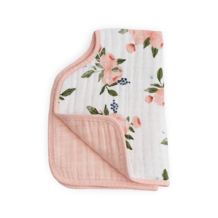 Little Unicorn Watercolor Roses Burp Cloth folded