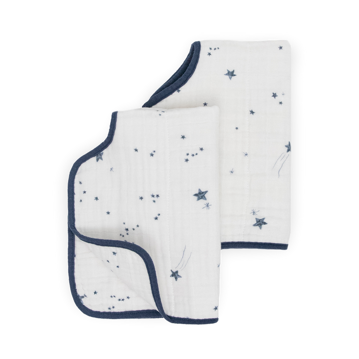 Little Unicorn Shooting Stars Burp Cloth 2 Pack folded