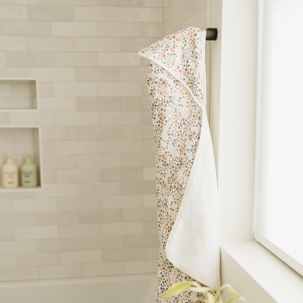 Little Unicorn Pressed Petals Hooded Towel bathroom