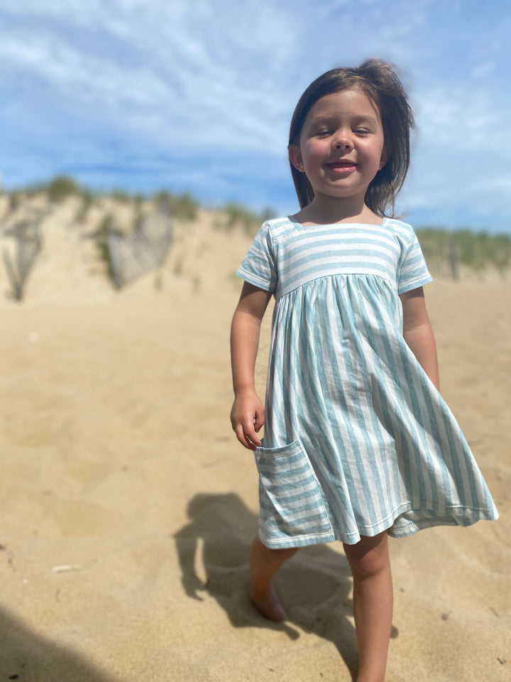 Rylie Baby Dress in Aqua Stripe