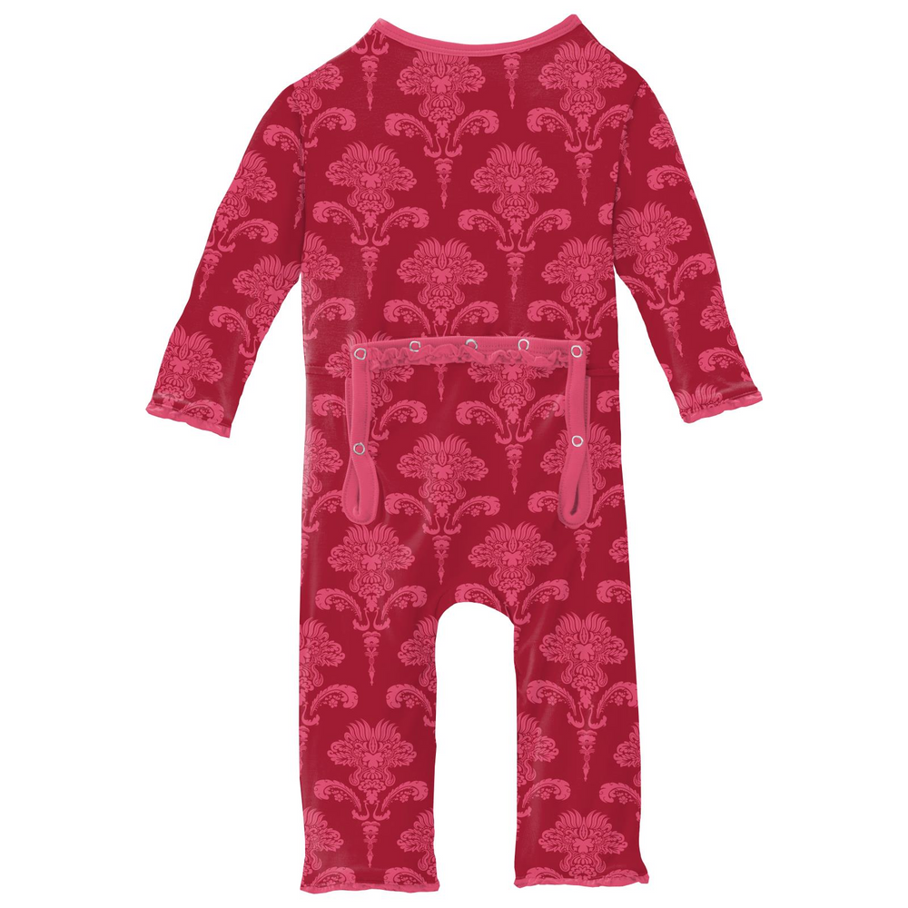 Kickee Pants Crimson Damask Ruffle Coverall back