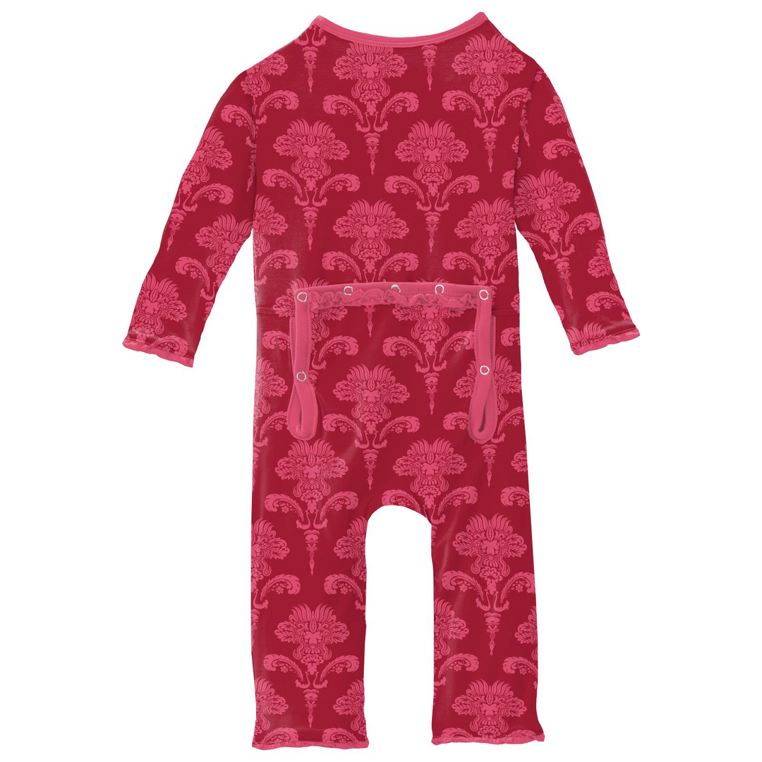 Kickee Pants Crimson Damask Ruffle Coverall back