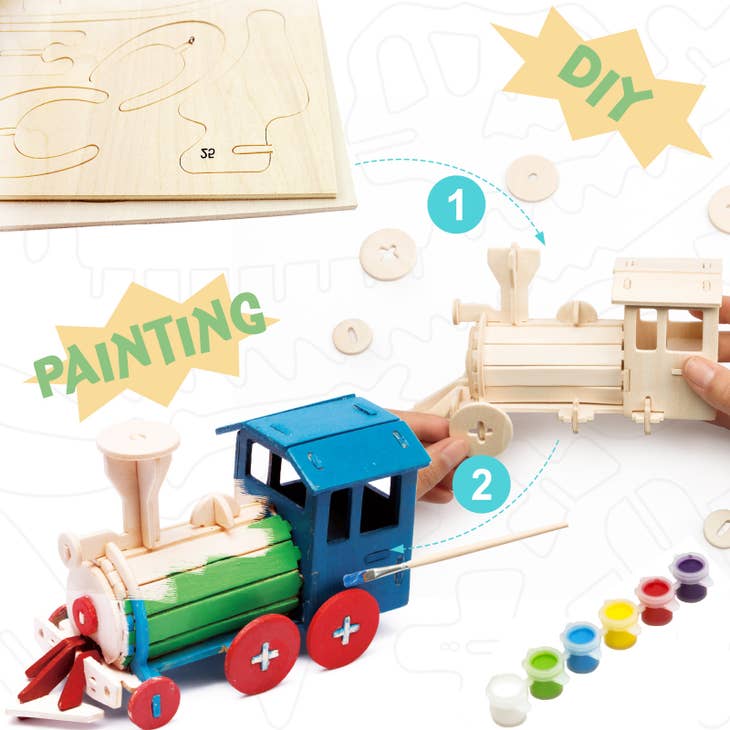 Locomotive 3D Puzzle & Paint Kit
