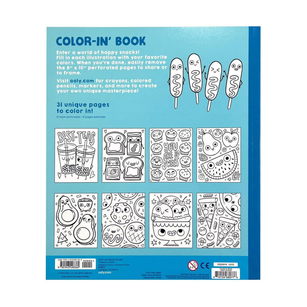 ooly Color-in' Book Happy Snacks back