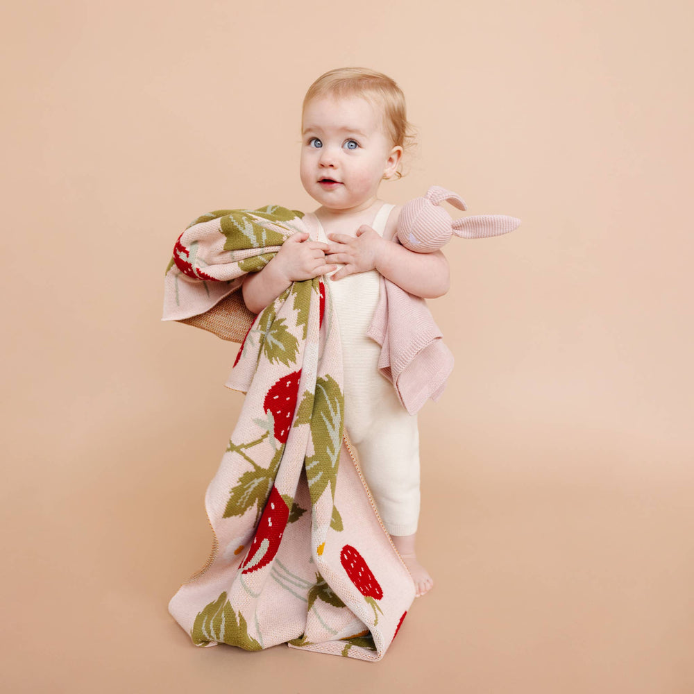 The Blueberry Hill Strawberry Organic Blanket model