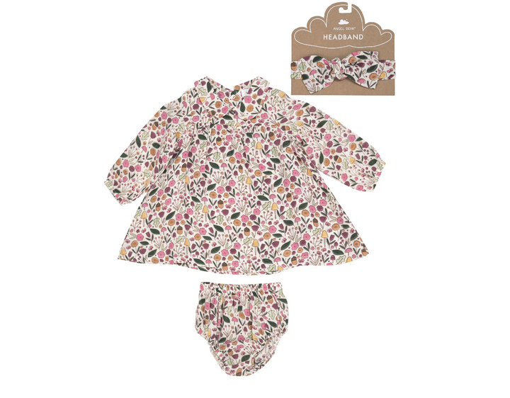 Angel Dear Acorn Floral Dress with Headband