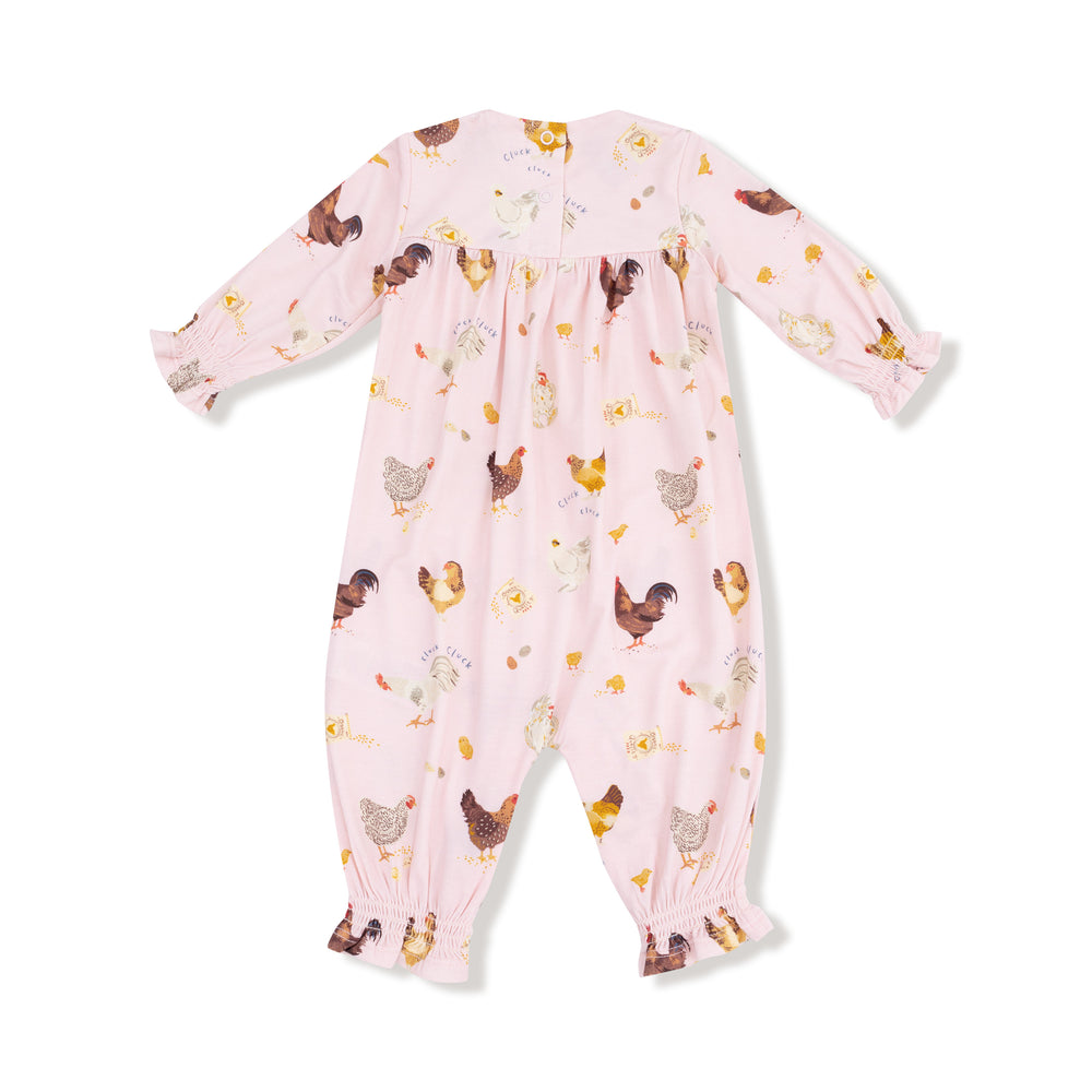 Angel Dear Collector Chickens Smocked Romper back