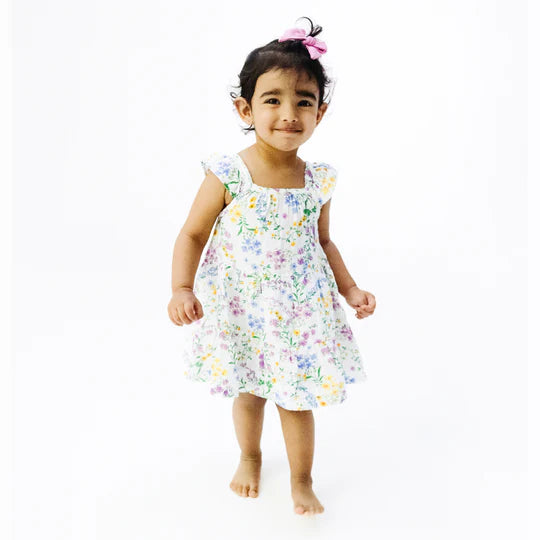 Angel Dear Cottage Climbing Floral Twirly Sundress model