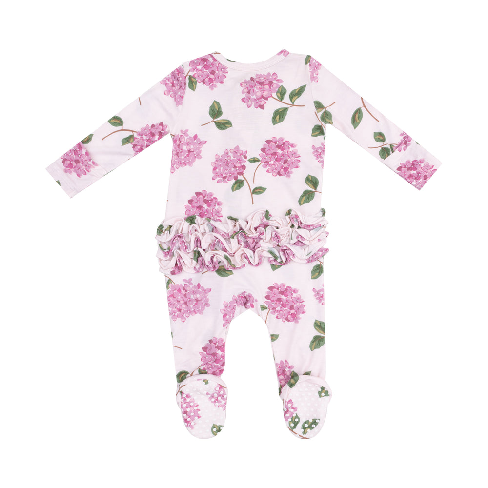 Angel Dear Hydrangeas Ruffle Footie back