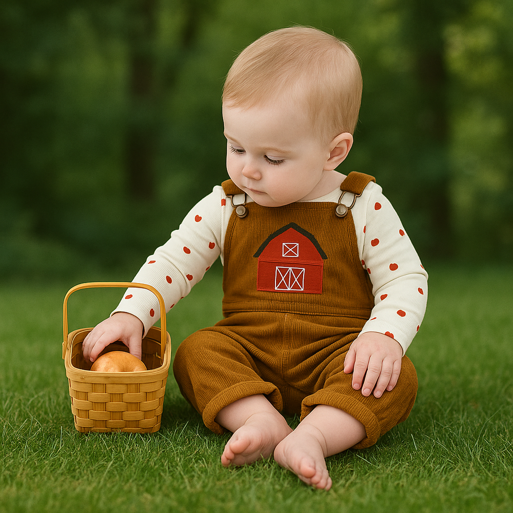 Angel Dear Little Farm Corduroy Overalls model