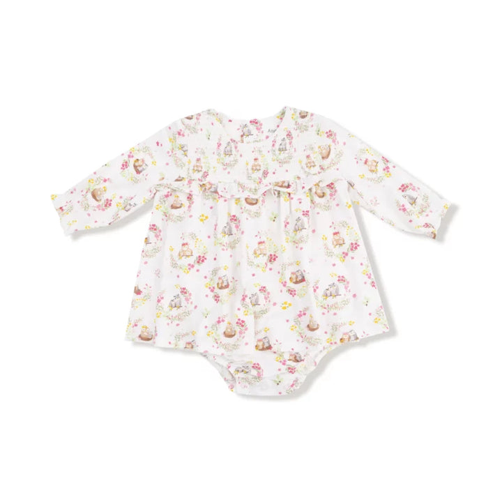 Angel Dear Owl Farm Smocked Skirted Bubble
