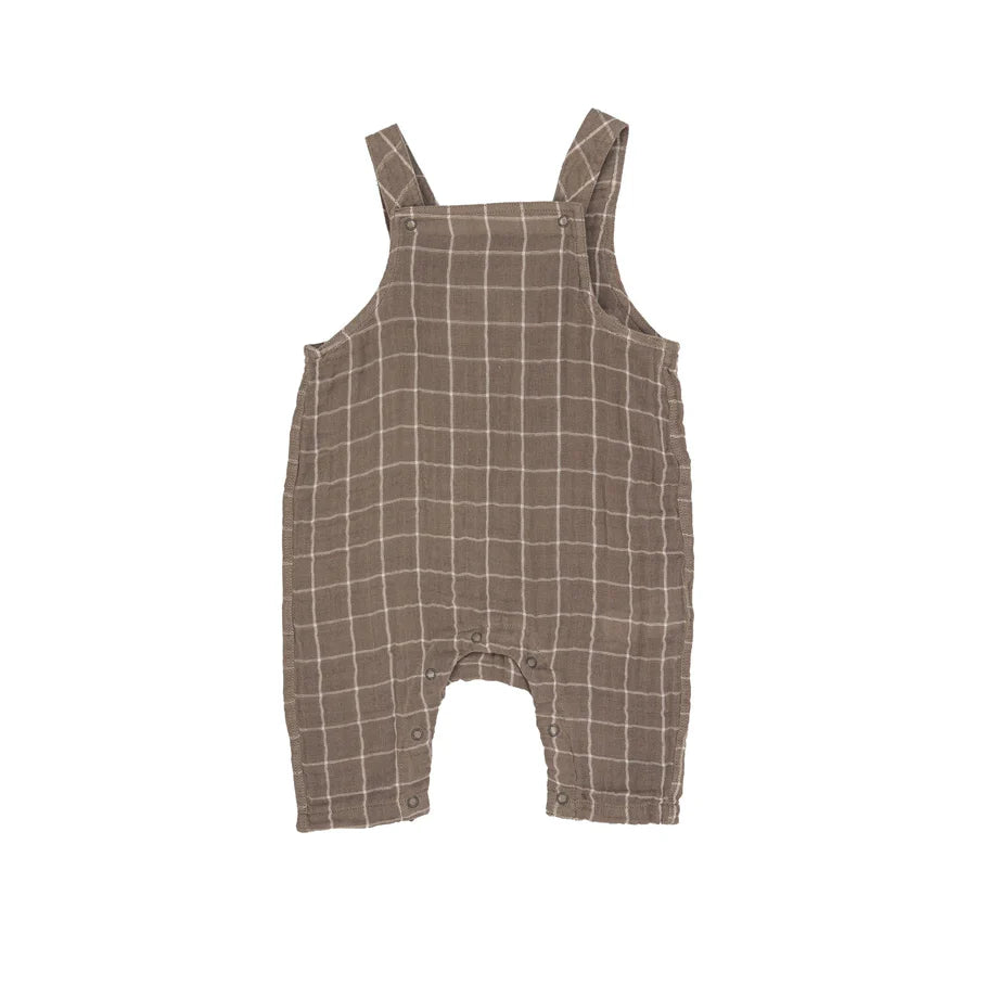 Angel Dear Plaid Overalls in Portobello