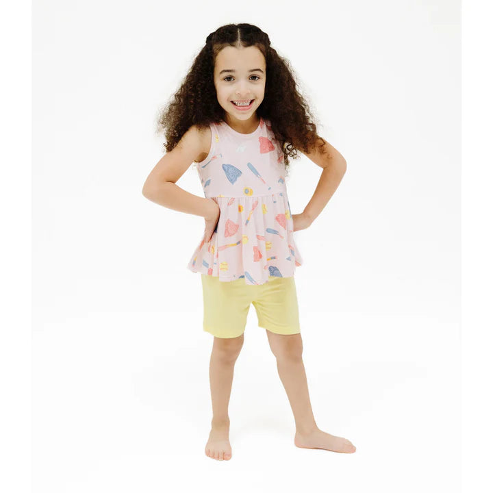 Angel Dear Softball Peplum Tank Top & Bike Short Set model