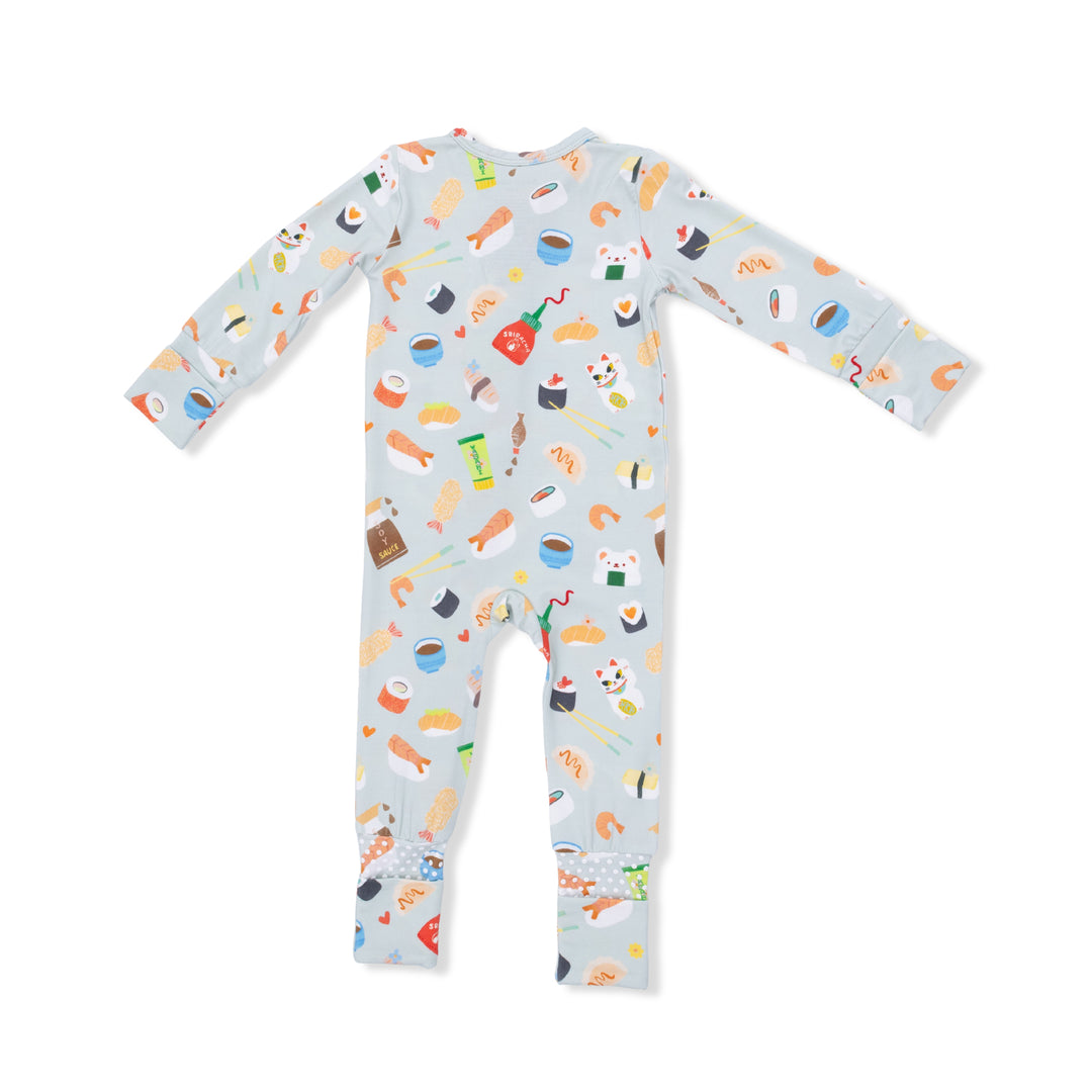 Angel Dear Sushi Blue Two Way Zipper Romper back