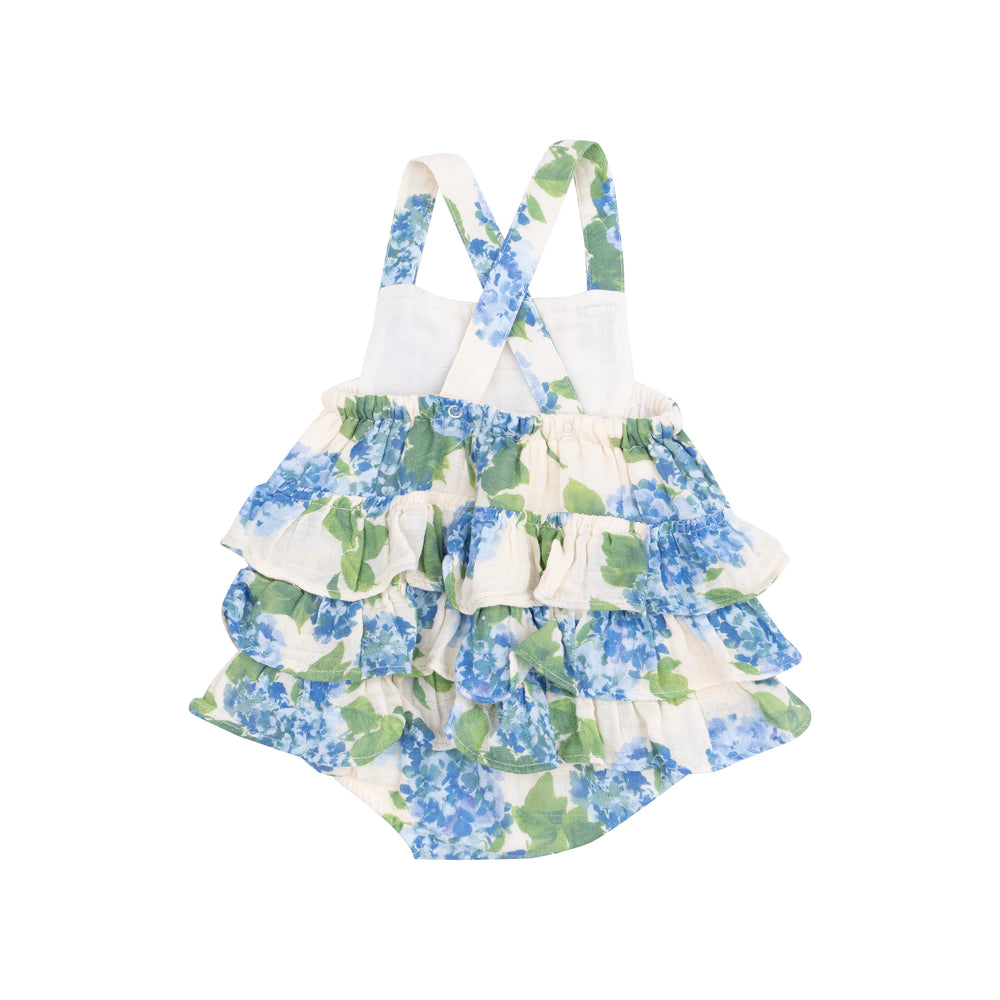 Angel Dear Watercolor Hydrangea Ruffle Sunsuit back