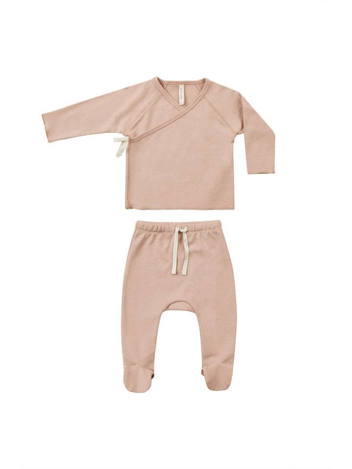 Quincy Mae Wrap Top & Pant Set in Blush