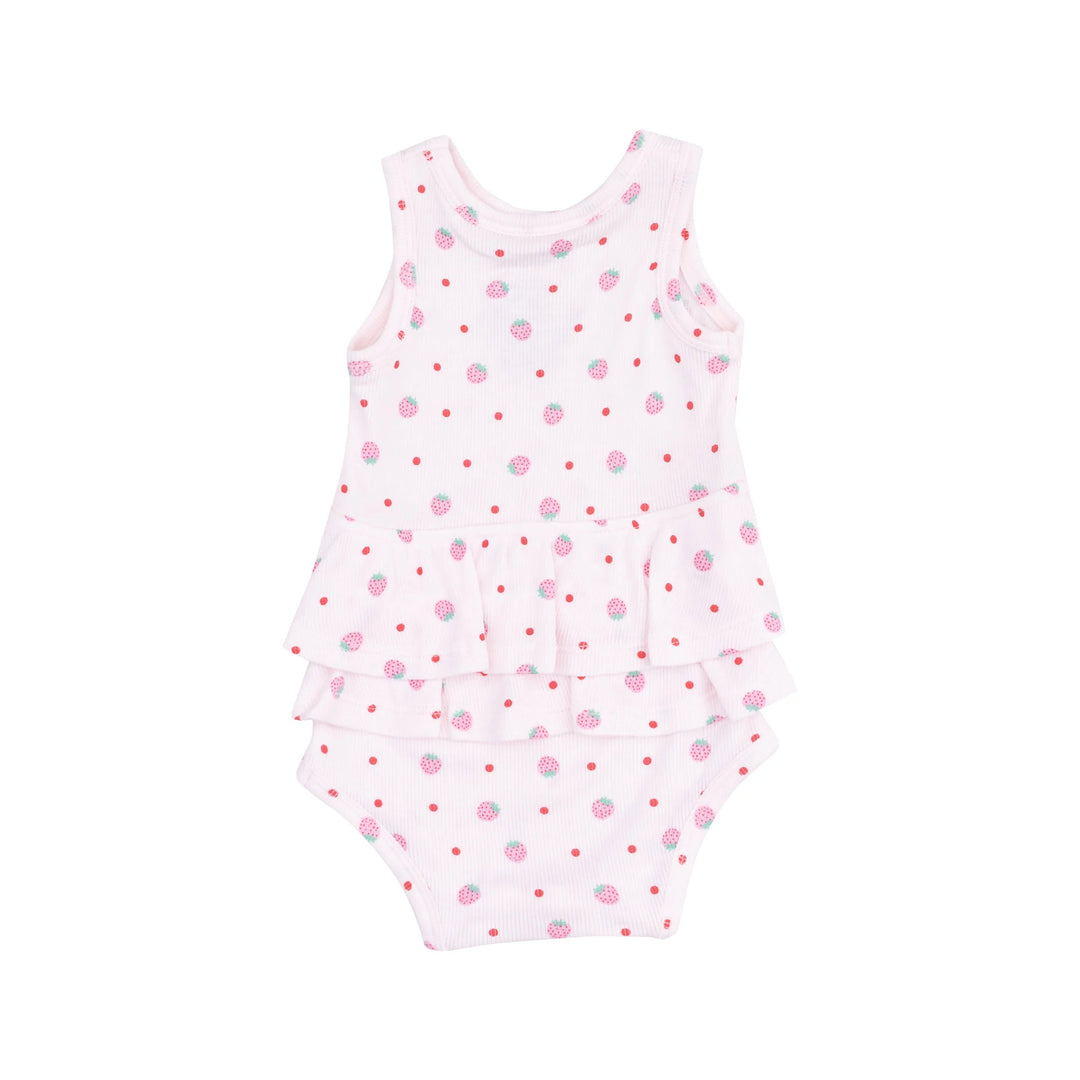 Angel Dear Strawberry Polka Dots Ruffle Bodysuit back